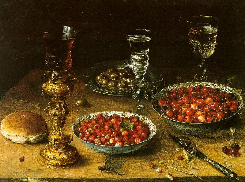 Osias Beert Still Life with Cherries Strawberries in China Bowls France oil painting art